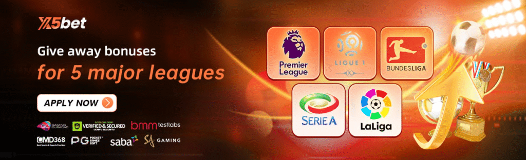 กิจกรรมรับโบนัสจาก 5 ลีกใหญ่
เดิมพัน 5 ลีกใหญ่ เปิดโอกาสรับโบนัสเพิ่ม ทำกำไรได้ไม่จำกัด !